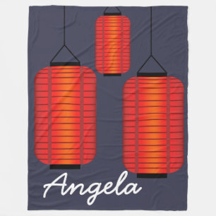 Personalized Red Chinese Lanterns Fleece Blanket