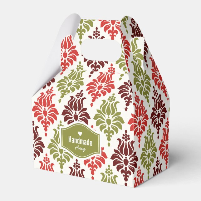 Personalized red Chirstmas snowflakes pattern Favor Box (Front Side)