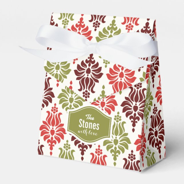 Personalized red Chirstmas snowflakes pattern Favor Box (Front Side)