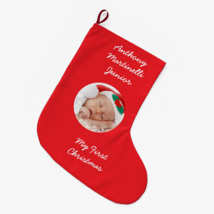 Personalized Red Christmas Stocking with Photo