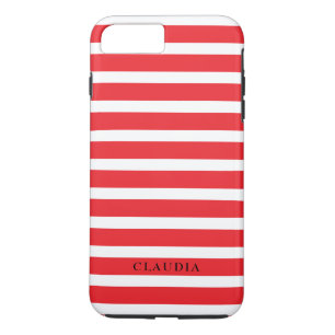 Personalized Red Christmas Stripes Case-Mate iPhone Case
