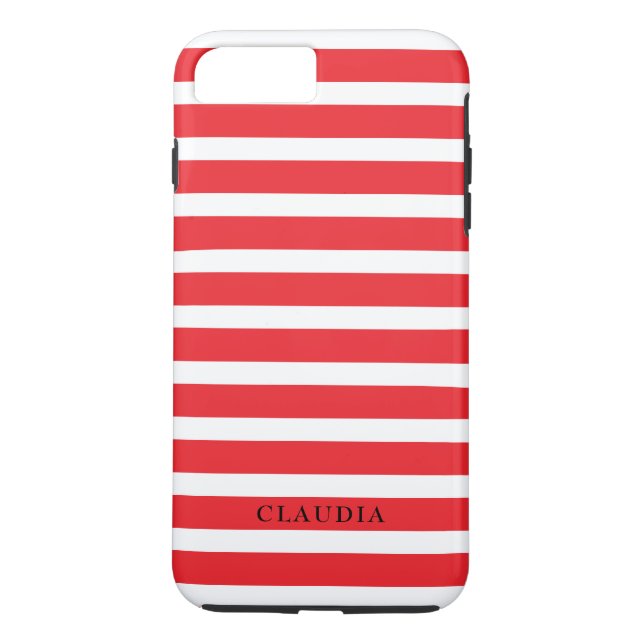Personalized Red Christmas Stripes Case-Mate iPhone Case (Back)