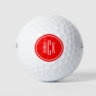 Personalized Red Circle Custom Monogram Golf Balls