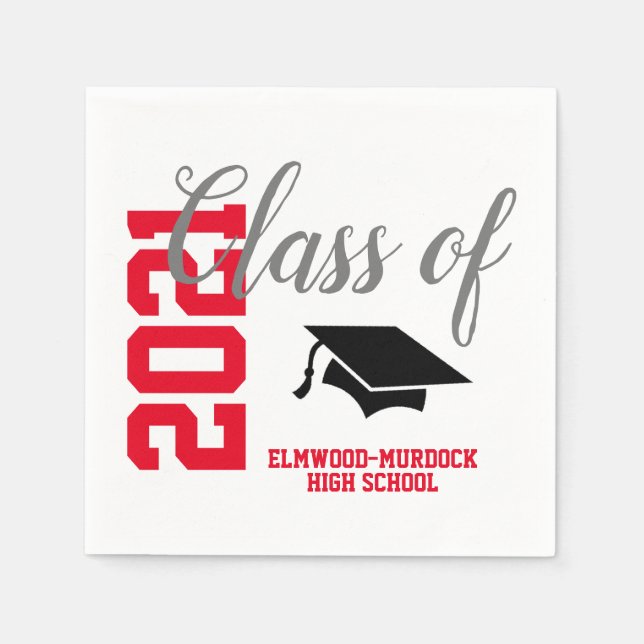 Personalized Red Class of 2021 Gifts School Napkin (Front)