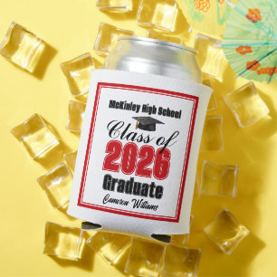 Personalized Red Class of 2026 Graduation Party Can Cooler