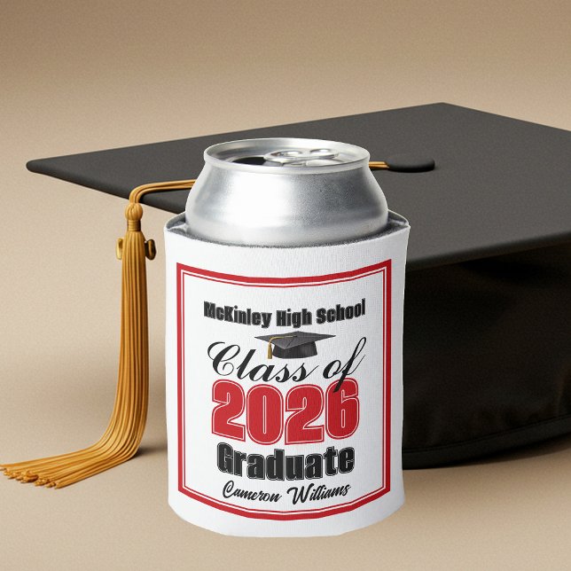 Personalized Red Class of 2026 Graduation Party Can Cooler (Creator Uploaded)