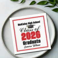 Personalized Red Class of 2026 Graduation Party