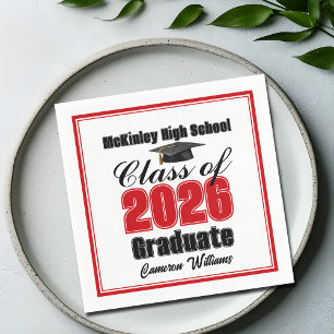 Personalized Red Class of 2026 Graduation Party Napkin
