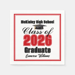 Personalized Red Class of 2026 Graduation Party Napkin