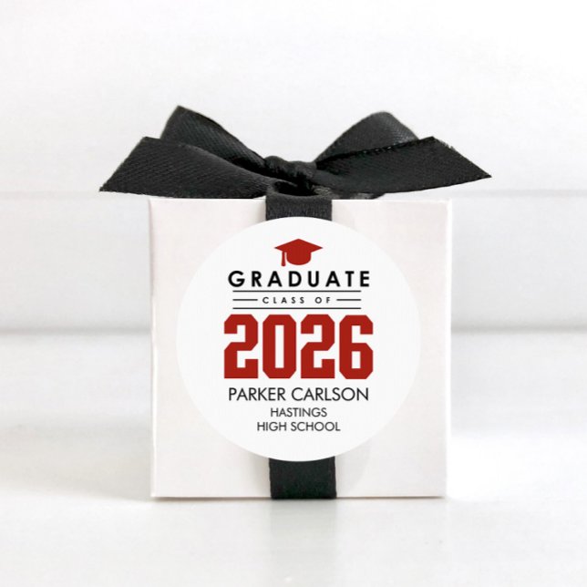 Personalized Red Class of 2026 Graduation Sticker (Creator Uploaded)
