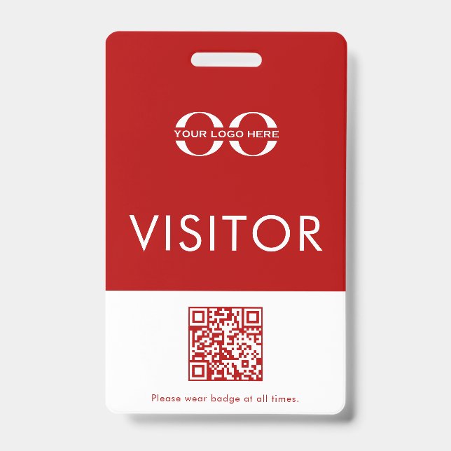 Personalized Red Company Logo Visitor Badge (Front)