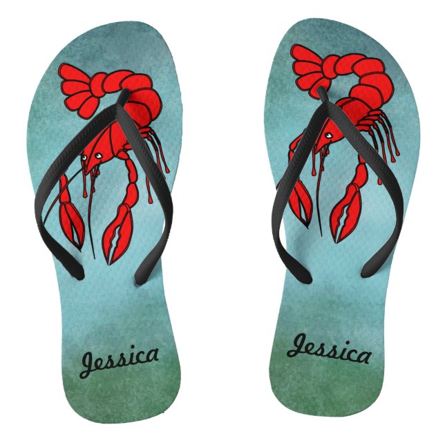 Personalized Red Crawfish Flip Flops (Footbed)