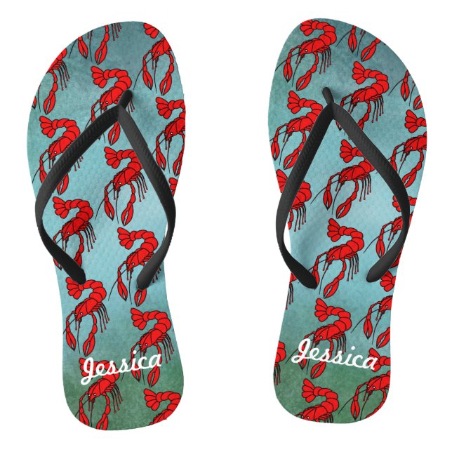 Personalized Red Crawfish Flip Flops (Footbed)