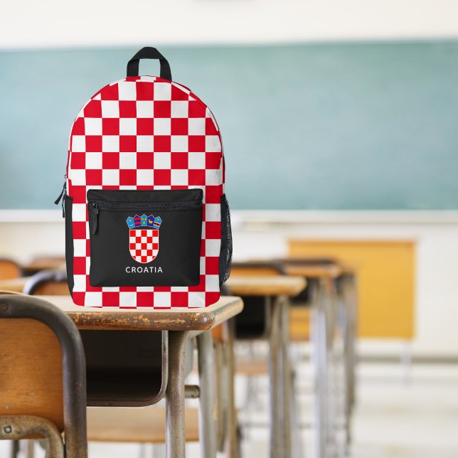 Personalized Red Croatian Chequerboard Emblem Printed Backpack (Creator Uploaded)