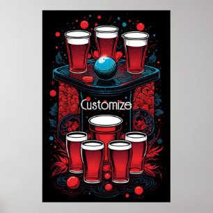 Personalized Red Cups Beer Pong Poster