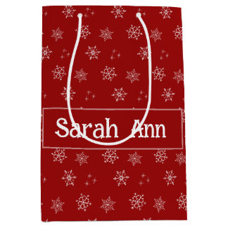 Personalized Red Custom Snowflake Gift Bag