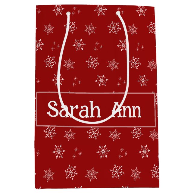 Personalized Red Custom Snowflake Gift Bag (Front)