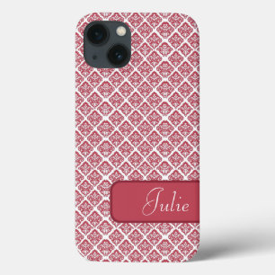 Personalized  Red Damask iPad Case