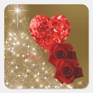 Personalized Red Diamond  Rose Sticker