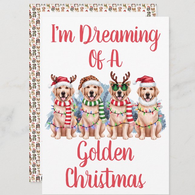 Personalized Red Dreaming Of A Golden Christmas Holiday Card (Creator Uploaded)