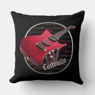 Personalized Red Electric Guitar Throw Pillow