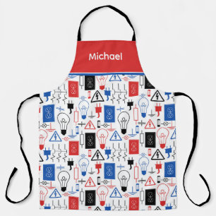 Personalized Red Electrical Electrician Apron