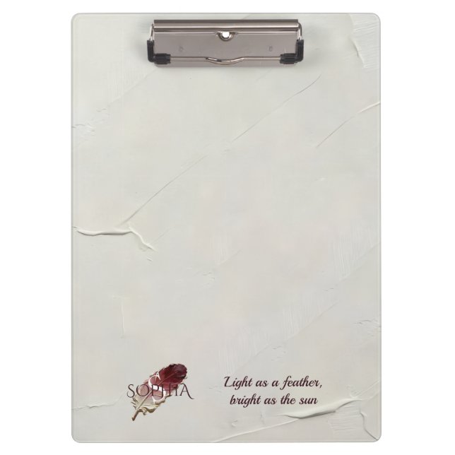 Personalized Red Feather Custom Name Monogram Clipboard (Front)