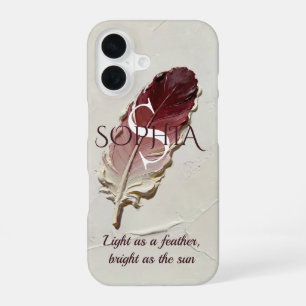 Personalized Red Feather Custom Name Monogram iPhone 16 Case