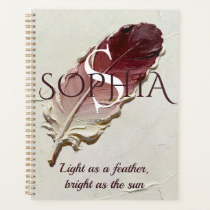 Personalized Red Feather Custom Name Monogram Planner