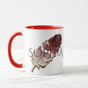 Personalized red Feather Monogram Custom Name Mug