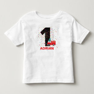 Personalized Red Fire Truck Birthday Party Toddler T-shirt