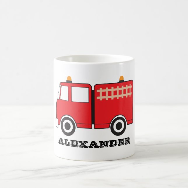 Personalized Red Fire Truck Coffee Mug (Center)