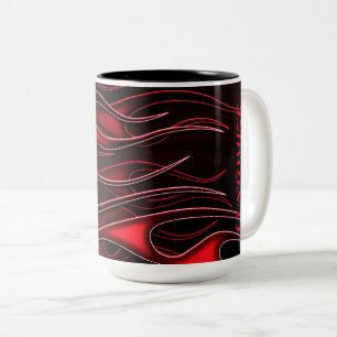 Personalized Red Flames Two-Tone Coffee Mug