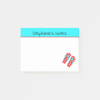 Personalized Red Flip Flops Summer Beach Post-it Notes