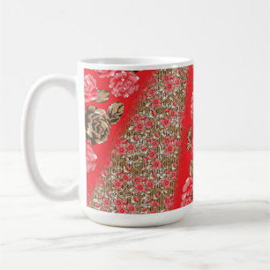 Personalized Red Floral Coffee Mug