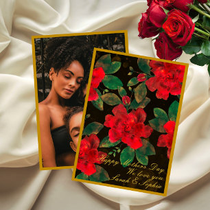 Personalized Red Floral We Love You Mother's Day Holiday Card