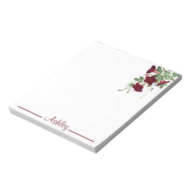 Personalized Red Flower Bells Notepad (Rotated)