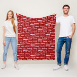 Personalized Red Font Name Collage Cute Christmas Fleece Blanket<br><div class="desc">A festive red Christmas blanket decorated in nine different fonts spelling your last name in white. Cute custom holiday gift with fun typography.</div>
