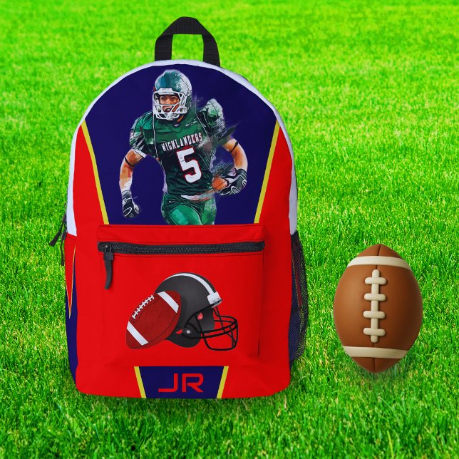 Personalized Red Football Back-to-School Boys  Printed Backpack (Creator Uploaded)