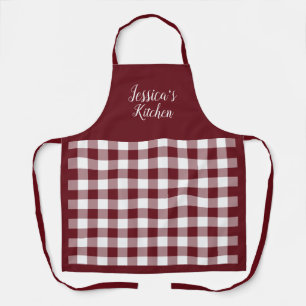Personalized Red Gingham Apron