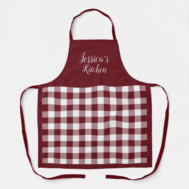 Personalized Red Gingham Apron (Front)