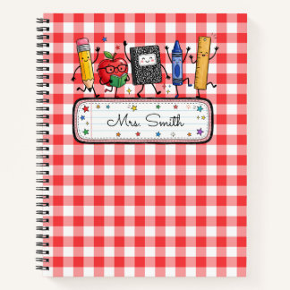 Personalized Red Gingham Teacher Notebook