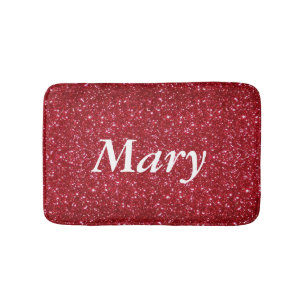 Personalized Red Glitter Bath Mat