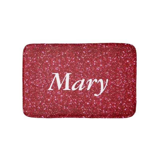 Personalized Red Glitter Bath Mat (Front)