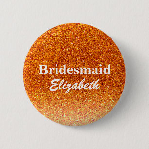 Personalized Red Glitter Bridesmaids Wedding 2 Inch Round Button