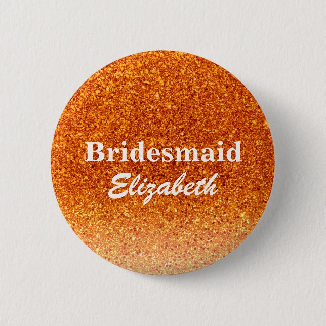 Personalized Red Glitter Bridesmaids Wedding 2 Inch Round Button (Front)