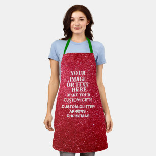 Personalized Red Glitter Christmas Apron