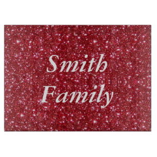 Personalized Red Glitter Cutting Board