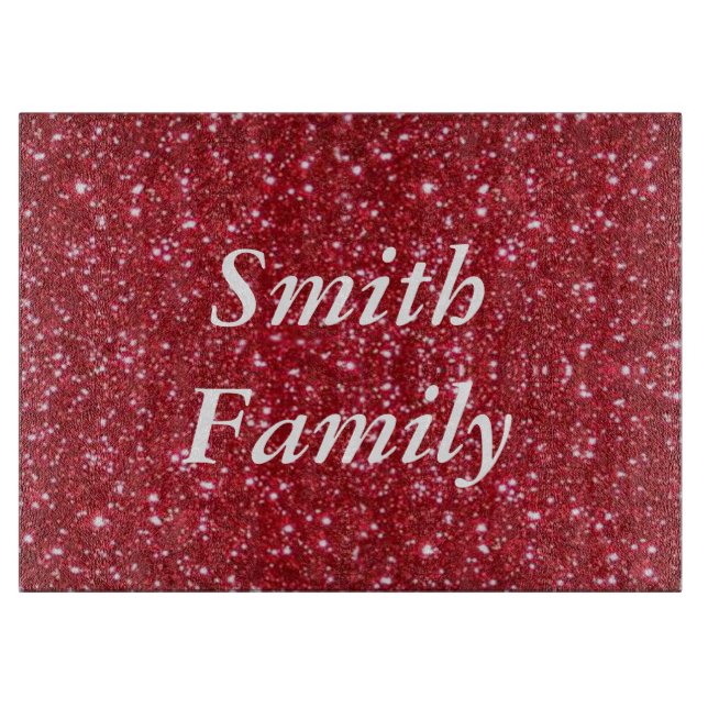 Personalized Red Glitter Cutting Board (Front)