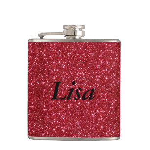 Personalized Red Glitter Flask